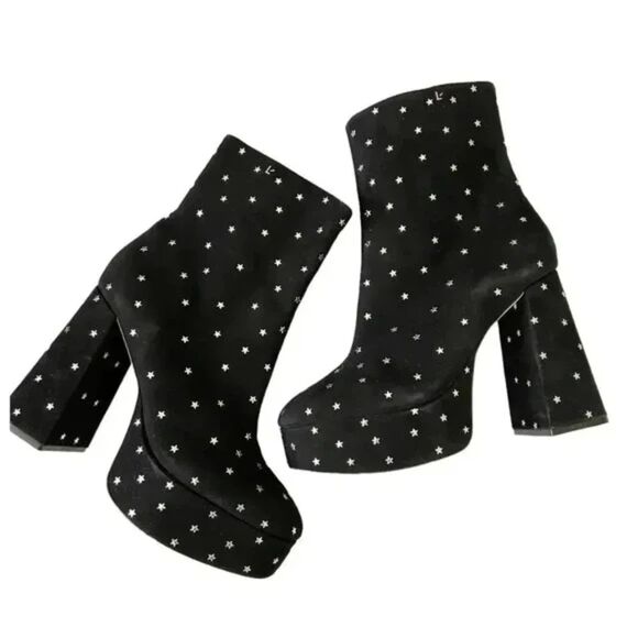 LARROUDE Dolly Boots in Black Suede with Stars - Picture 2 of 6